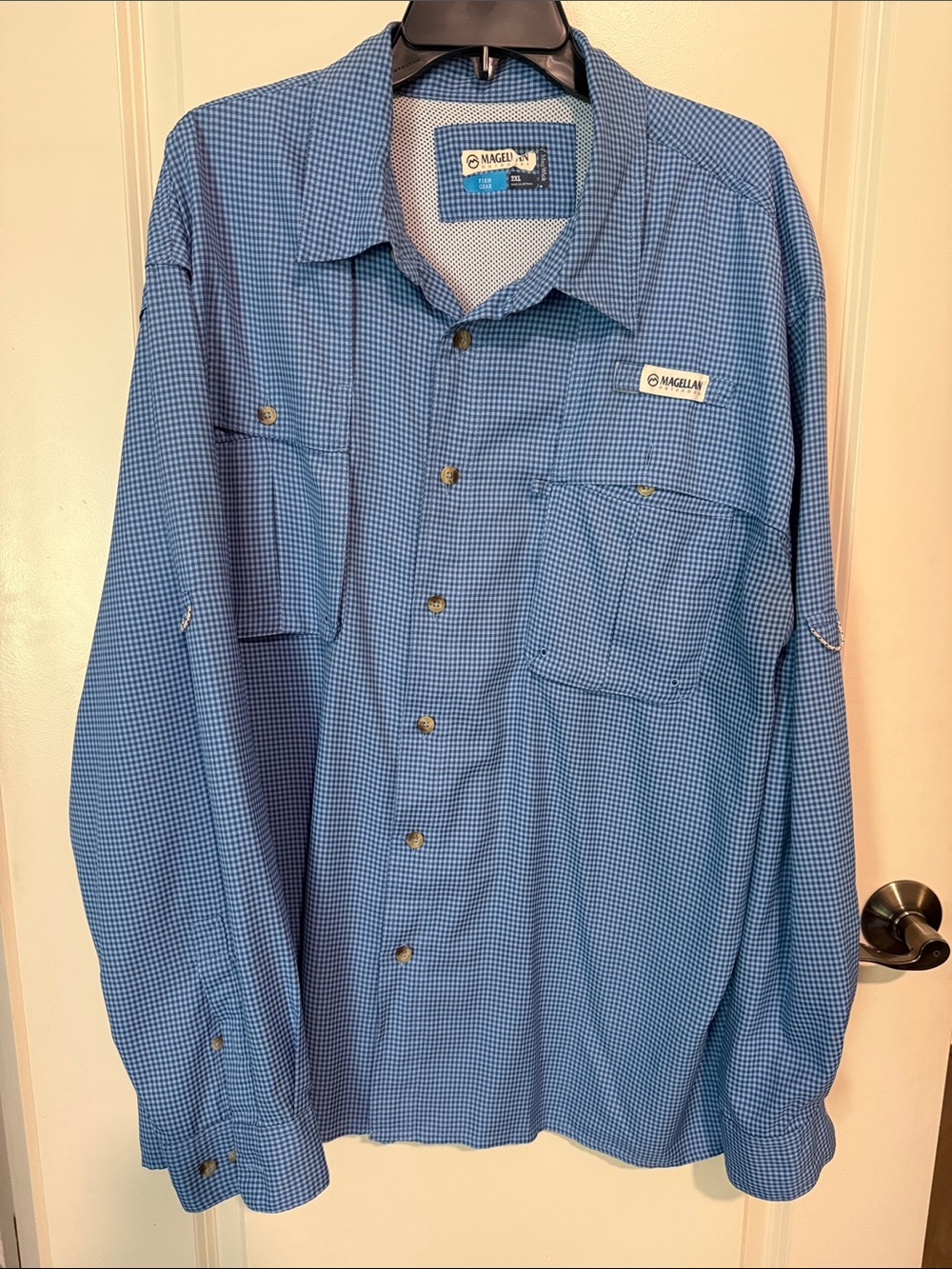 Magellan Outdoors Blue Check Button-Down Casual Shirt